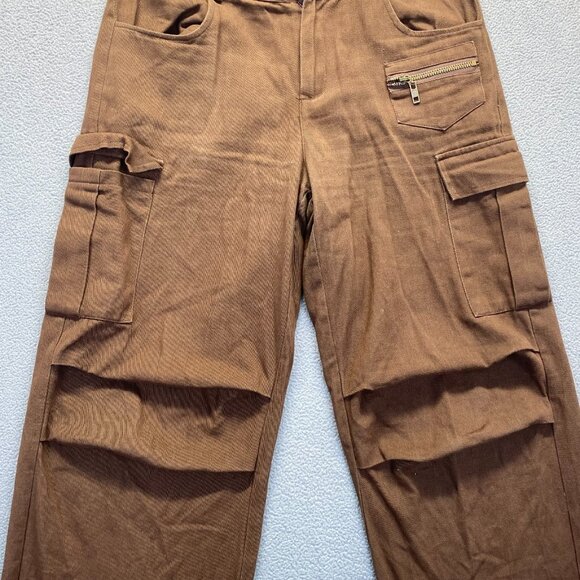 CIDER Wide Leg Cargo Pants Size Small Women Brown Zipper ,Hiking,Outdoor - Picture 11 of 11